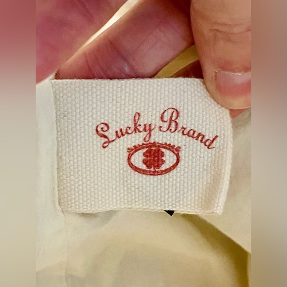 Vintage Lucky 🍀 Brand, Lg. off-white canvas w/Black embroidery, Hobo-Style bag - Picture 5 of 5